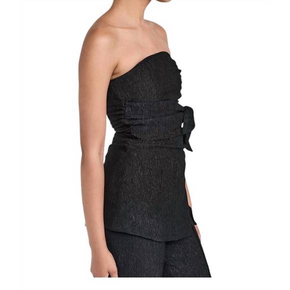 NEW GANNI strapless stretch-crepe top in black - Picture 2 of 4